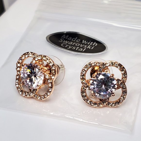 Swarovski Jewelry - NWT Swarovski Crystal Rose Gold Overlay Earrings